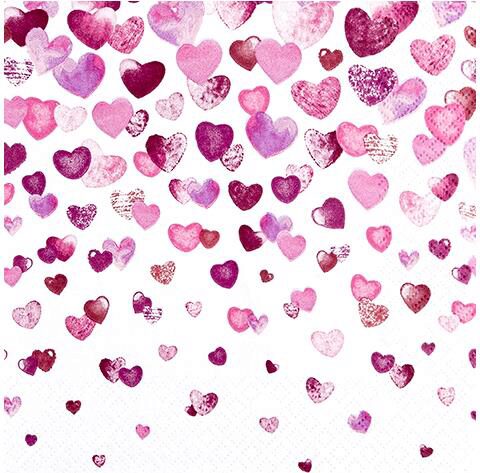 [60700454] HOME FASHION SERVIETTE 33X33CM COEUR LOVE PAQUET DE 20 PCES