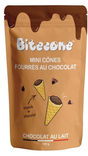 [08055549] BITECONE MINI CONE FOURRE AU CHOCOLAT AU LAIT 31%  100GR