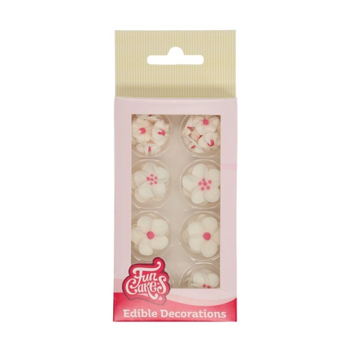 [08053770] FUNCAKES MIX FLEURS EN SUCRE BLANCHES COEUR ROSEØ2,3-1,5CM 32PCES