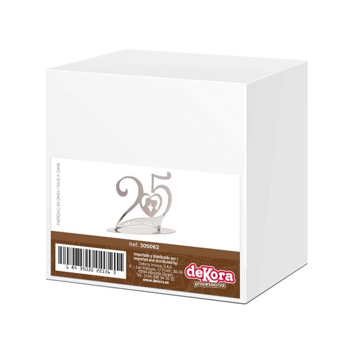 [61000073] SUPPORT DECO 25 ANS DE MARIAGE ARGENTMETAL L/16CM