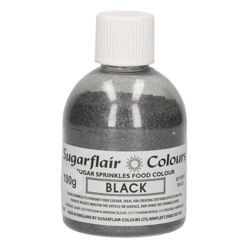 [08053247] SUGARFLAIR BLACK SPARKLING SUGAR SEQUINS 100GR