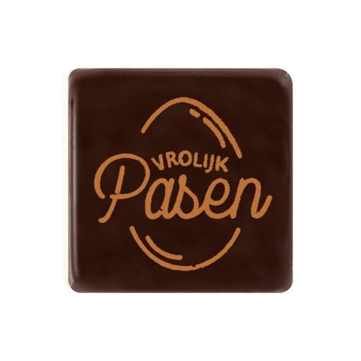 [08053888] 2069078 VROLIJK PASEN SQUARE PLATE 3CM DARK CHOCOLATE BROWN 175 PCES ***S/ORDER***