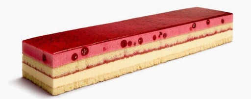 [02040182] ❄️B168 BAVAROIS STRIP SYMPHONY RED FRUIT BAKED 36X8CM 800GR