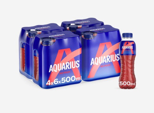 [06100116] AQUARIUS RED PEACH SPORT DRINK 24 X 50CL BOTTLE. PET