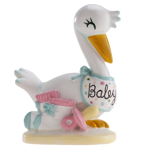 [08041908] WHITE STORK FIGURINE FOR BABY 10CM
