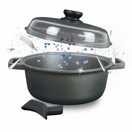[60251362] RISOLI BLACK+ CASSEROLE 28CM NON-STICK ELDIAMANT - ALL HOB WITH GLASS LID