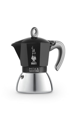 [57658049] BIALETTI NIEUWE MOKA INDUCTIE KOFFIEZETAPPARAAT 4 KOPJES ROESTVRIJ STAAL/ZWART