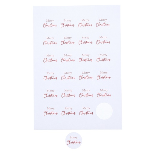 [62230142] STICKER 4CM MERRY CHRISTMAS ROOD 24 STUKS