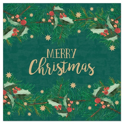 [60700768] ARTEBENE SERVIETTE 33X33CM GUIRLANDE MERY XMAS PAQUET DE 20PCES