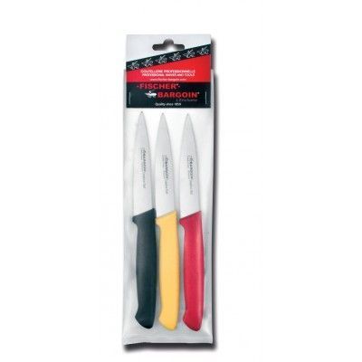 [57660744] FISCHER "CREATIVE CHEF" SET 3 COUTEAUX OFFICE 1OCM 3 COLORIS