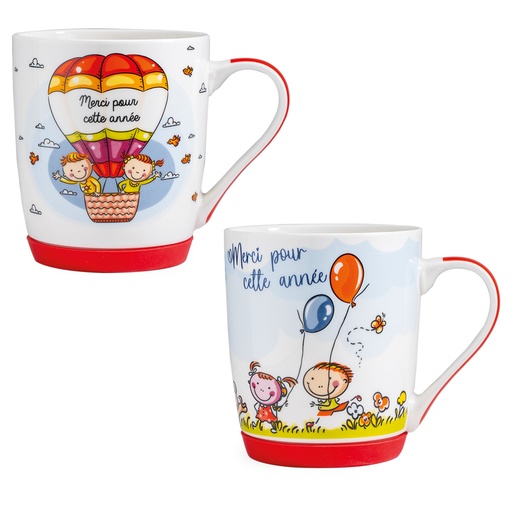 [61700519] MUG "MERCI POUR CETTE ANNEE" CHILDREN HOT AIR BALLOONS Ø8.5CM H10CM