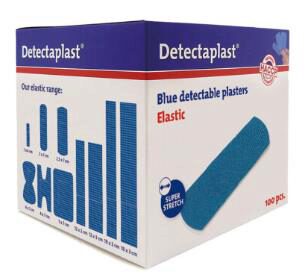 [70410523] DETECTAPLAST ASSORTMENT OF BLUE ELASTIC BANDAGES BOX OF 100 PCES