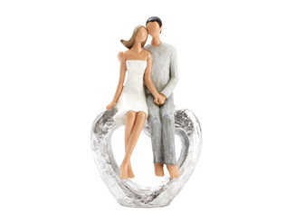 [61700495] COUPLE AMOUREUX ASSIS SUR COEUR ARGENT H22CM