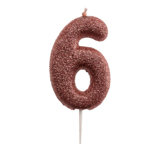 [08041516] ROSE GOLD NUMBER CANDLE N°6 7CM