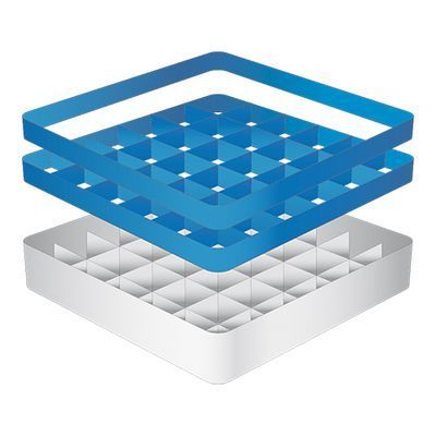 [57660371] CATERRACKS CASIER 36 COMP+2 REHAUSSES 50X50XH18CM VERRES SANS PIED
