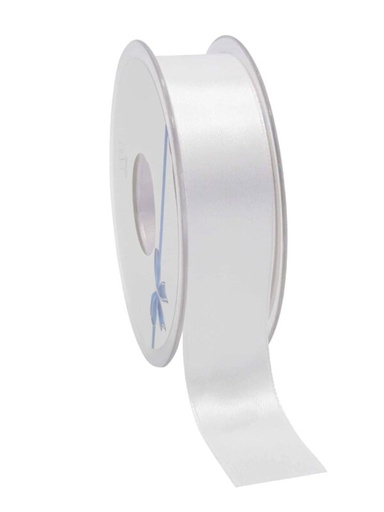 [70410047] RUBAN DOUBLE FACE SATIN BLANC 25MM X 25M