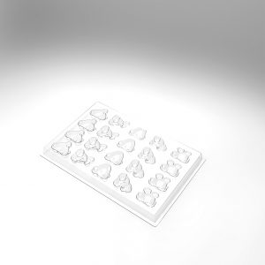 [08058000] 074326 PCB MOULES FRITURE FRIMOUSSE POUR 240 PIÈCES 5 DESIGNS P. 1 CM 12PCES ***S/CD***