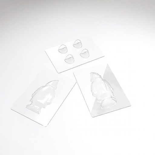 [08057681] PCB Santa Claus mallen en capuchon voor 4 stuks 15x7,7 cm D. 5,7 cm 9 stuks *** s / cd ***