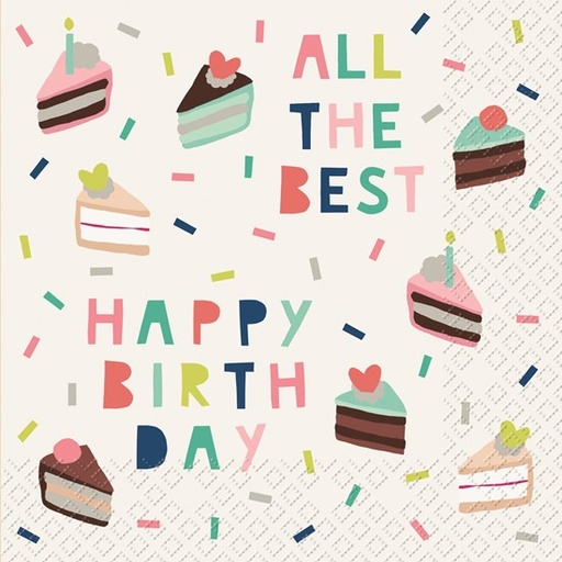 [60700805] STEWO SERVIETTE 33X33CM ALL THE BEST HAPPY BIRTHDAY 20PCS