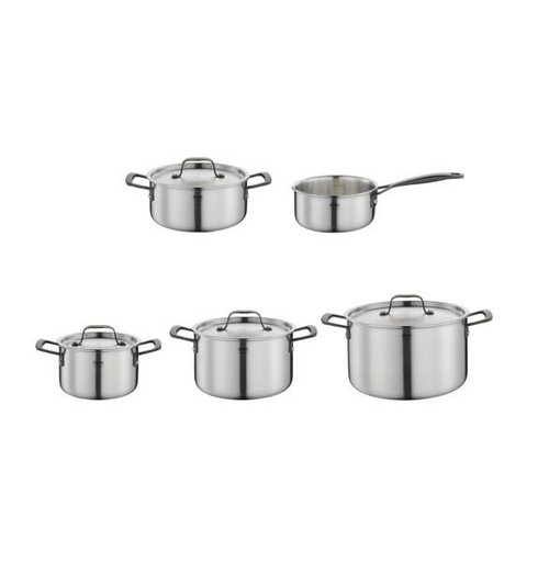[60251568] SPRING GOURMET BLACK 5-PIECE SET MEDIUM-HIGH 16-20-24 LOW 20+PAN 16CM-BLACK HANDLES