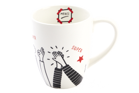 [61700496] MUG "MERCI" AVEC MAINS H10,5CM