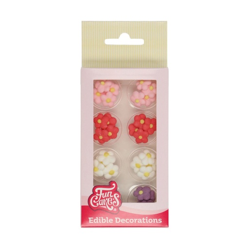 [08053195] FUNCAKES MINI FLEURS ASSORTIES EN SUCRE Ø 12MM  32PCES