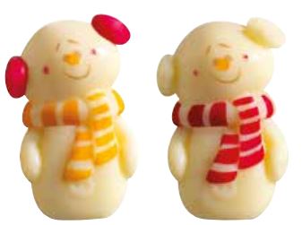 [08056748] 060507 PCB PETITS BONHOMMES DE NEIGE CB 2 DESIGNS 4X2,6 CM 66PCES ***S/CD***