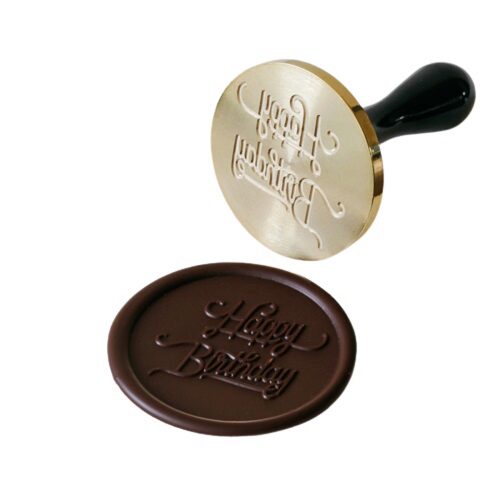 [53804311] HAPPY BIRTHDAY CHOCOLATE STAMP Ø 3CM