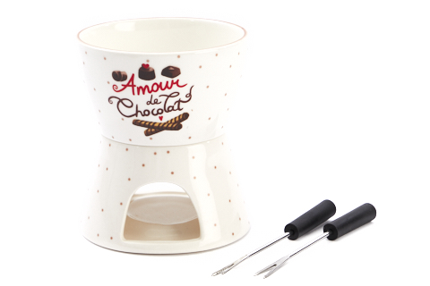 [61700500] SET FONDUE "AMOUR DE CHOCOLAT" Ø10,5CM H12CM