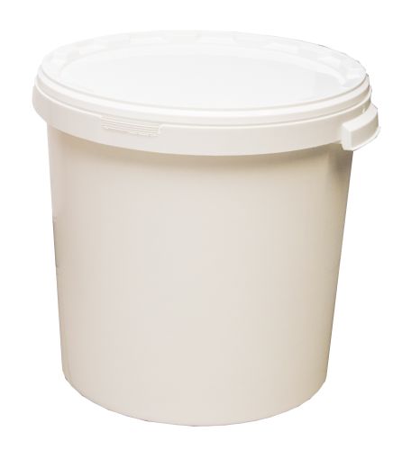 [52311160] WIT PLASTIEK VOEDSEL EMMER 10,8L MET DEKSEL