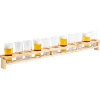 [57658197] C&T METRE DE 11 VERRES BIERE 22CL EN PIN VERNIS