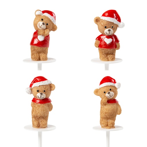 [08054630] 1015428 CHRISTMAS BEAR WITH BRONZE HAT 4CM 64PCS